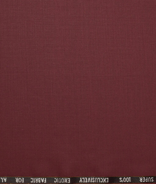 J.Hampstead Super 100's Solids 20% Merino Wool Suiting Fabric (Maroon Red)