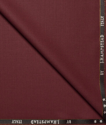J.Hampstead Super 100's Solids 20% Merino Wool Suiting Fabric (Maroon Red)