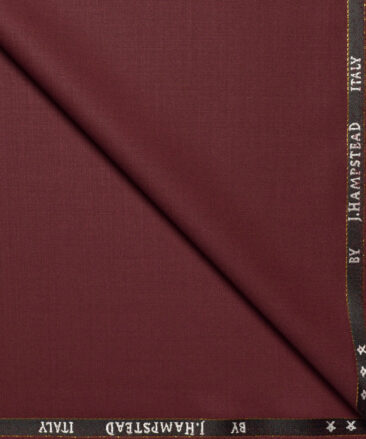J.Hampstead Super 100's Solids 20% Merino Wool Suiting Fabric (Maroon Red)