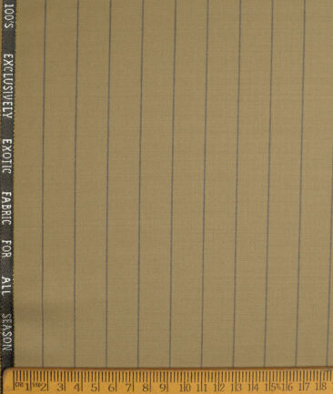 J.Hampstead Super 100's Striped 20% Merino Wool Suiting Fabric (Khakhi)