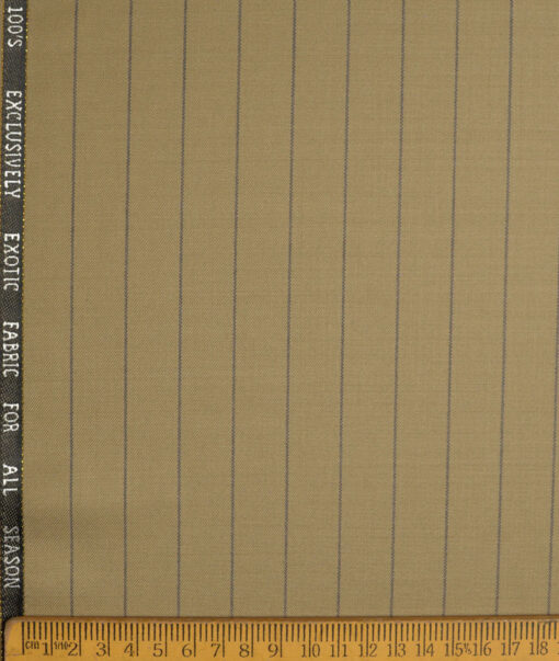 J.Hampstead Super 100's Striped 20% Merino Wool Suiting Fabric (Khakhi)