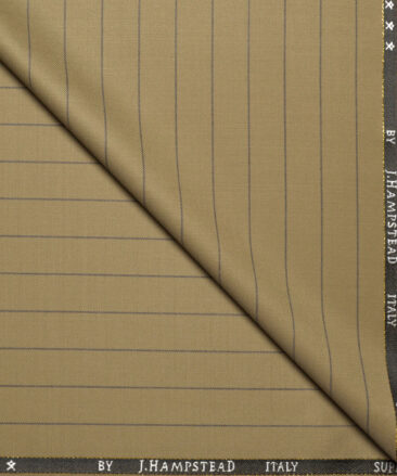 J.Hampstead Super 100's Striped 20% Merino Wool Suiting Fabric (Khakhi)
