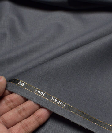 J.Hampstead Super 100's Solids 20% Merino Wool Stretchable Suiting Fabric (Smoke Grey)