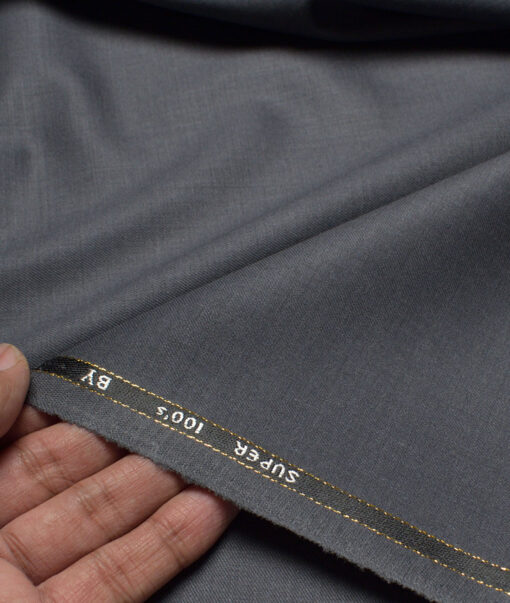 J.Hampstead Super 100's Solids 20% Merino Wool Stretchable Suiting Fabric (Smoke Grey)