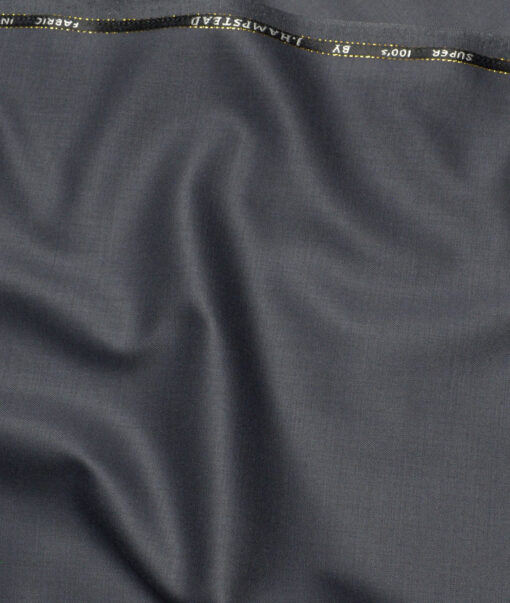 J.Hampstead Super 100's Solids 20% Merino Wool Stretchable Suiting Fabric (Smoke Grey)