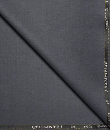 J.Hampstead Super 100's Solids 20% Merino Wool Stretchable Suiting Fabric (Smoke Grey)