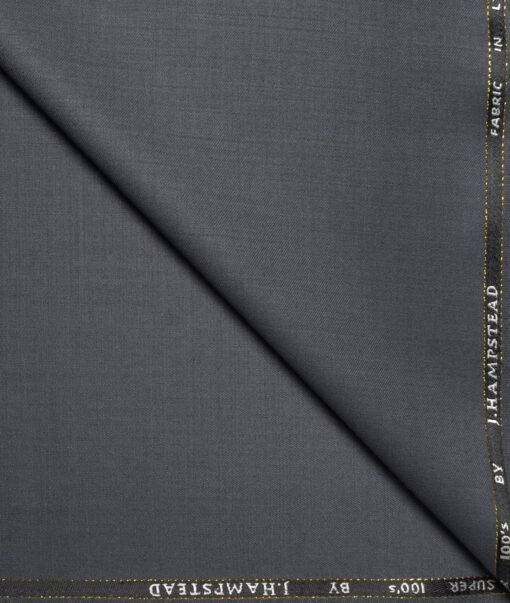 J.Hampstead Super 100's Solids 20% Merino Wool Stretchable Suiting Fabric (Smoke Grey)