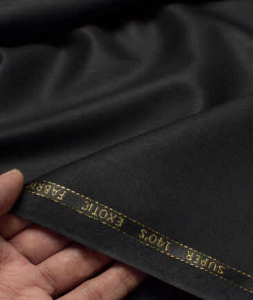 J.Hampstead Super 140's Solids 25% Merino Wool Suiting Fabric (Black)