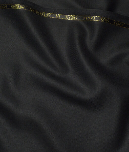 J.Hampstead Super 140's Solids 25% Merino Wool Suiting Fabric (Black)