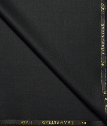 J.Hampstead Super 140's Solids 25% Merino Wool Suiting Fabric (Black)