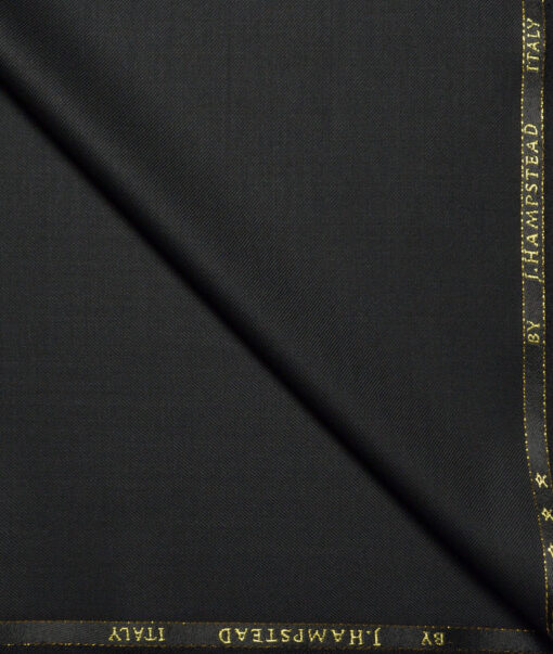 J.Hampstead Super 140's Solids 25% Merino Wool Suiting Fabric (Black)