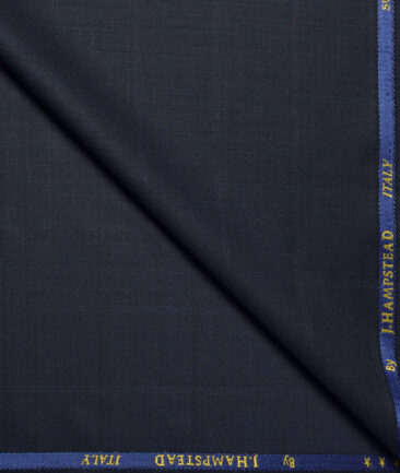 J.Hampstead Super 120's Checks 30% Merino Wool Suiting Fabric (Dark Blue)