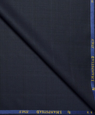 J.Hampstead Super 120's Checks 30% Merino Wool Suiting Fabric (Dark Blue)