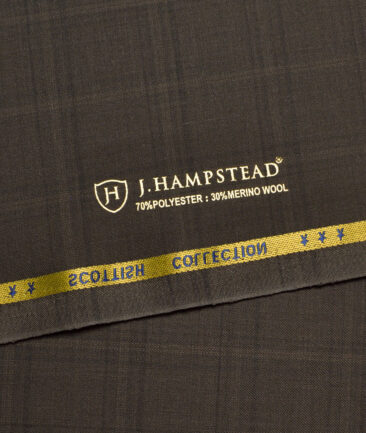 J.Hampstead Super 120's Checks 30% Merino Wool Suiting Fabric (Dark Brown)