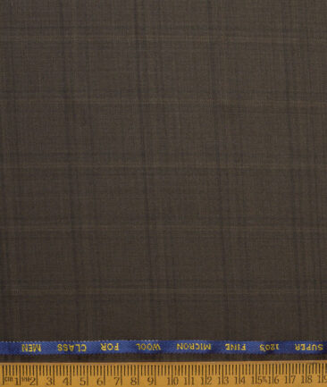 J.Hampstead Super 120's Checks 30% Merino Wool Suiting Fabric (Dark Brown)