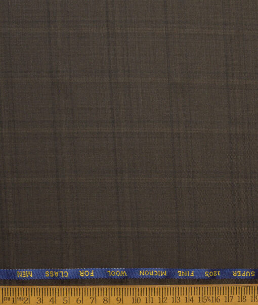 J.Hampstead Super 120's Checks 30% Merino Wool Suiting Fabric (Dark Brown)