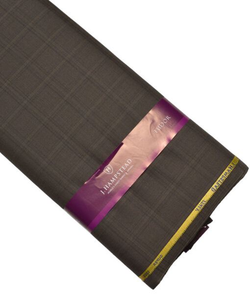 J.Hampstead Super 120's Checks 30% Merino Wool Suiting Fabric (Dark Brown)