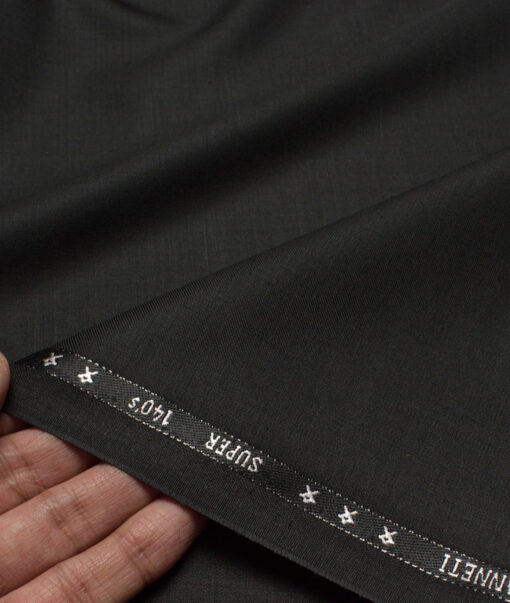 J.Hampstead Super 140's Solids 50% Merino Wool Suiting Fabric (Black)