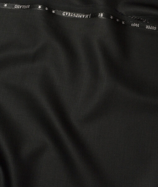 J.Hampstead Super 140's Solids 50% Merino Wool Suiting Fabric (Black)