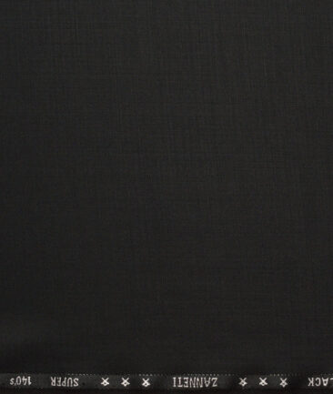 J.Hampstead Super 140's Solids 50% Merino Wool Suiting Fabric (Black)