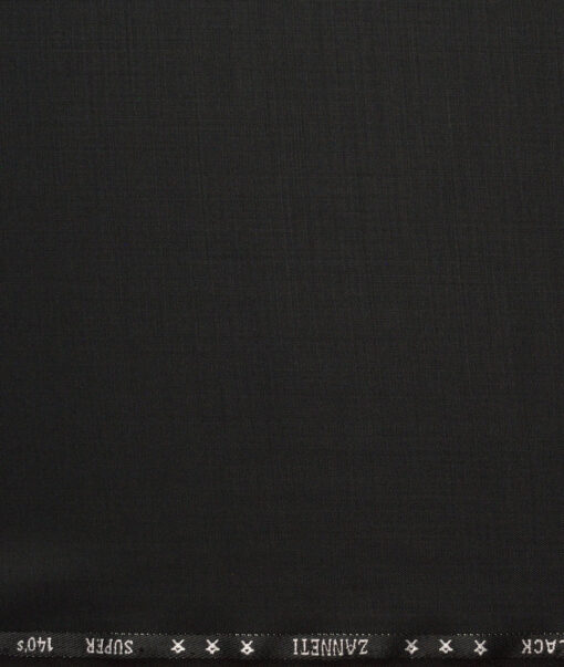 J.Hampstead Super 140's Solids 50% Merino Wool Suiting Fabric (Black)