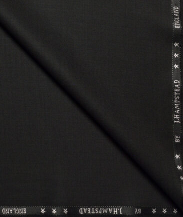 J.Hampstead Super 140's Solids 50% Merino Wool Suiting Fabric (Black)