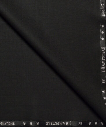 J.Hampstead Super 140's Solids 50% Merino Wool Suiting Fabric (Black)