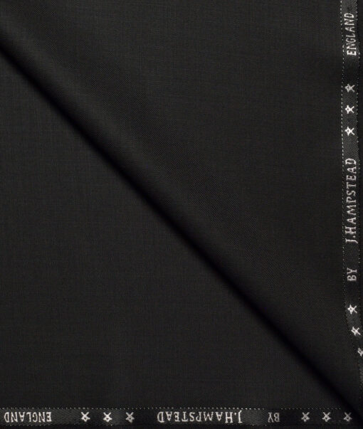 J.Hampstead Super 140's Solids 50% Merino Wool Suiting Fabric (Black)