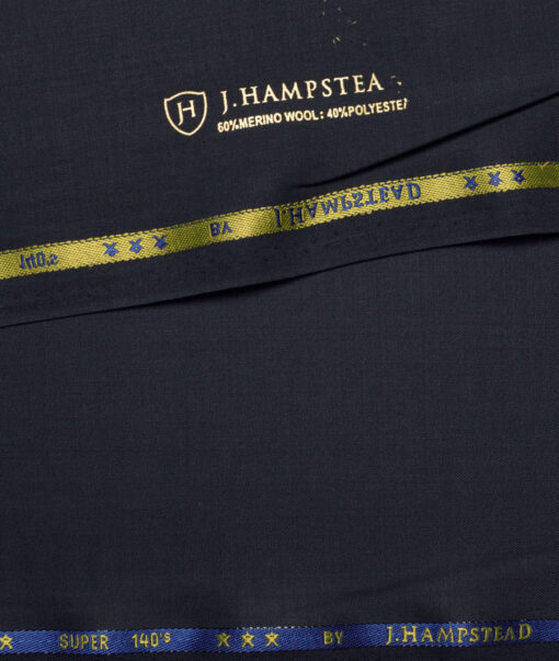 J.Hampstead Super 140's Solids 50% Merino Wool Suiting Fabric (Dark Blue)