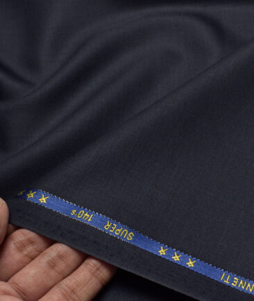 J.Hampstead Super 140's Solids 50% Merino Wool Suiting Fabric (Dark Blue)