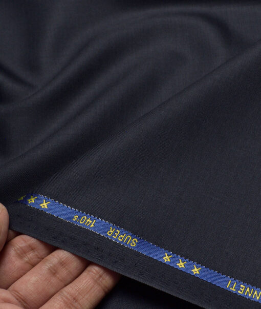 J.Hampstead Super 140's Solids 50% Merino Wool Suiting Fabric (Dark Blue)