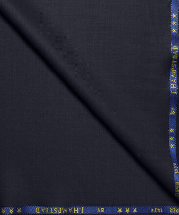 J.Hampstead Super 140's Solids 50% Merino Wool Suiting Fabric (Dark Blue)