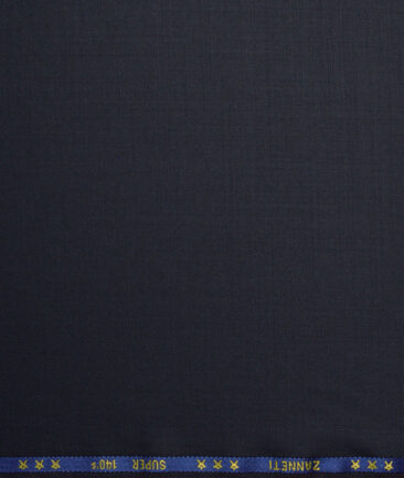 J.Hampstead Super 140's Solids 50% Merino Wool Suiting Fabric (Dark Blue)
