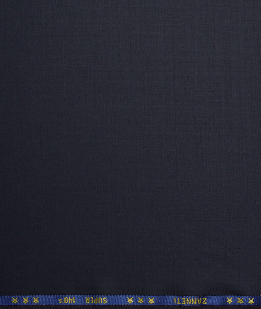 J.Hampstead Super 140's Solids 50% Merino Wool Suiting Fabric (Dark Blue)