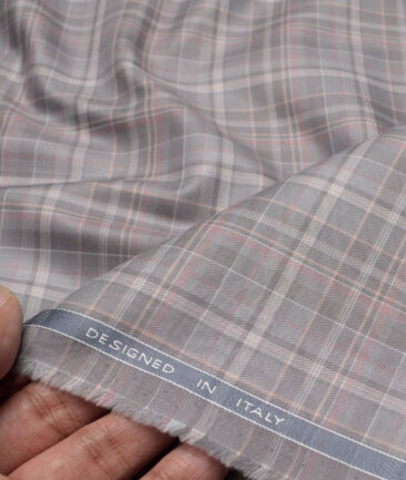 Tessitura Monti  Giza Cotton Checks Shirting Fabric (Grey)