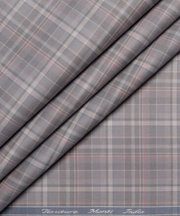 Tessitura Monti  Giza Cotton Checks Shirting Fabric (Grey)