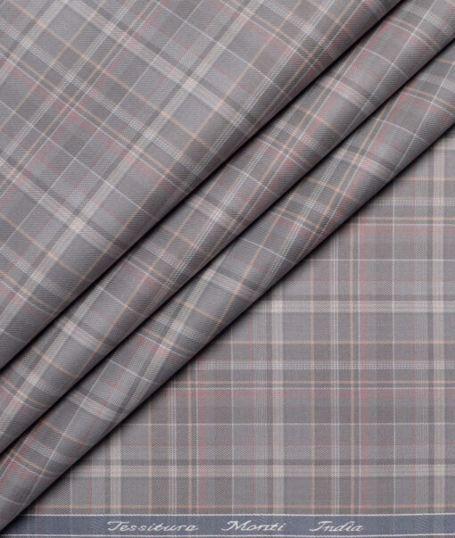 Tessitura Monti  Giza Cotton Checks Shirting Fabric (Grey)