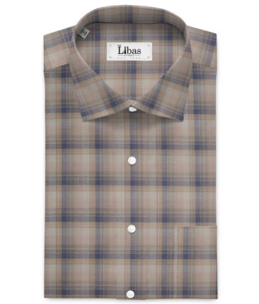 Tessitura Monti  Giza Cotton Checks Shirting Fabric (Light Brown)
