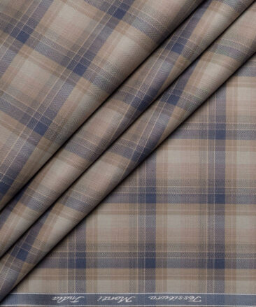 Tessitura Monti  Giza Cotton Checks Shirting Fabric (Light Brown)