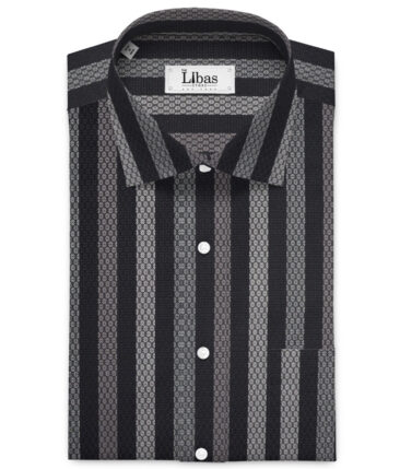 Tessitura Monti  Giza Cotton Striped Shirting Fabric (Black)