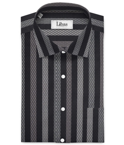 Tessitura Monti  Giza Cotton Striped Shirting Fabric (Black)