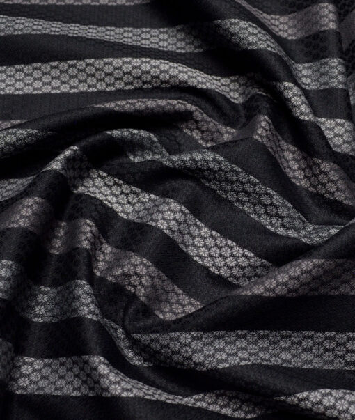Tessitura Monti  Giza Cotton Striped Shirting Fabric (Black)