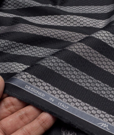 Tessitura Monti  Giza Cotton Striped Shirting Fabric (Black)