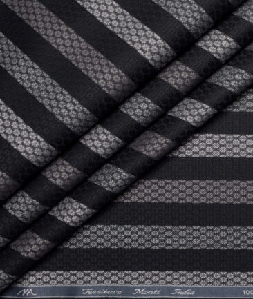Tessitura Monti  Giza Cotton Striped Shirting Fabric (Black)