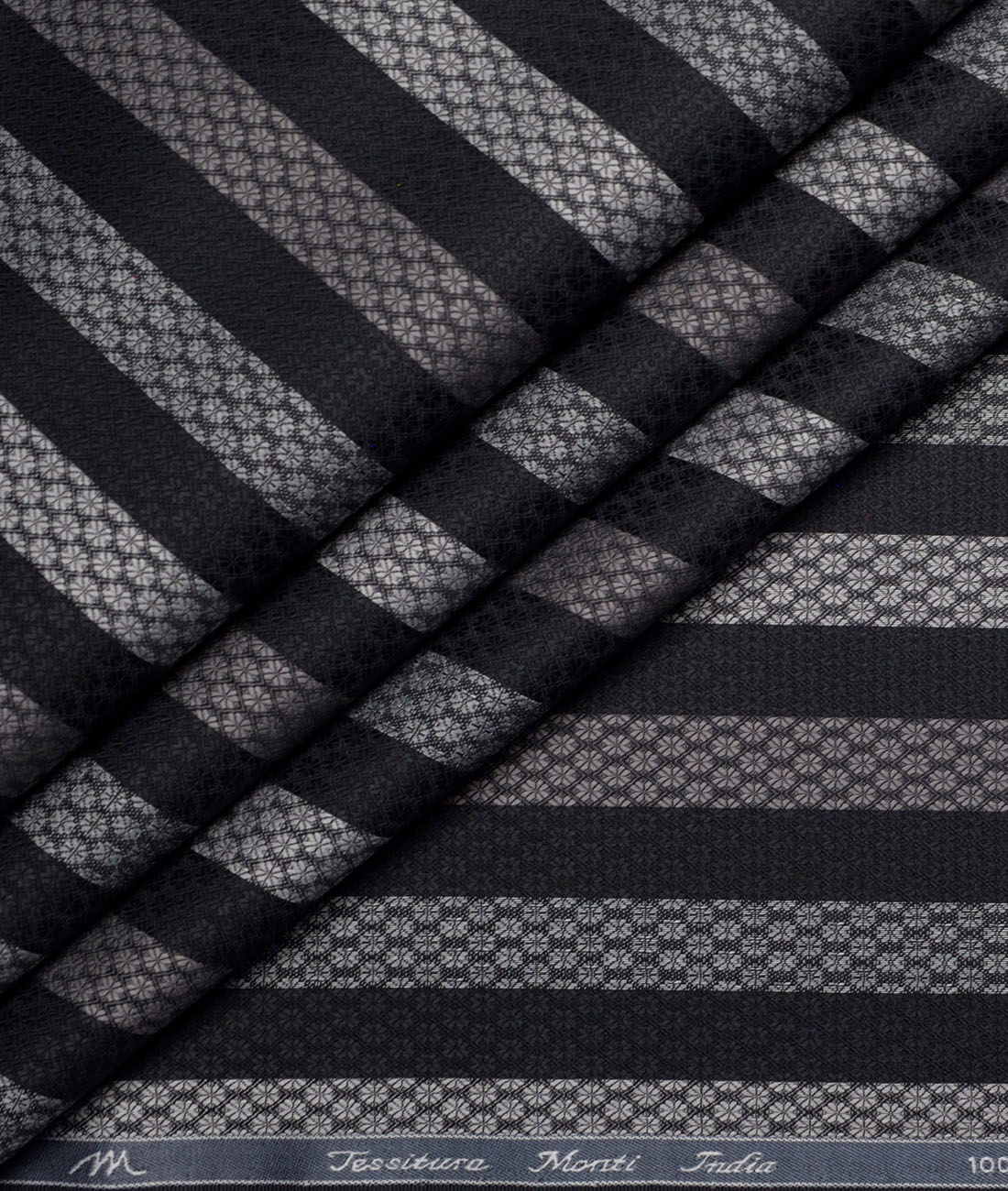 Tessitura Monti Giza Cotton Striped Shirting Fabric (Black) Tessitura Monti Giza Cotton Striped Shirting Fabric (Black)