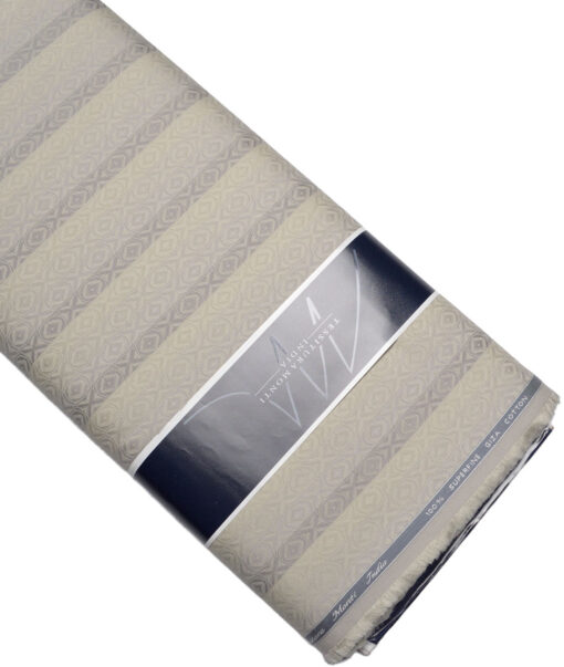 Tessitura Monti  Giza Cotton Striped Shirting Fabric (Light Brown)