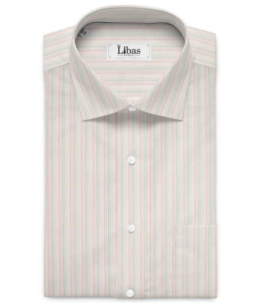 Tessitura Monti 2 Ply 70's Giza Cotton Striped Shirting Fabric (Cream)