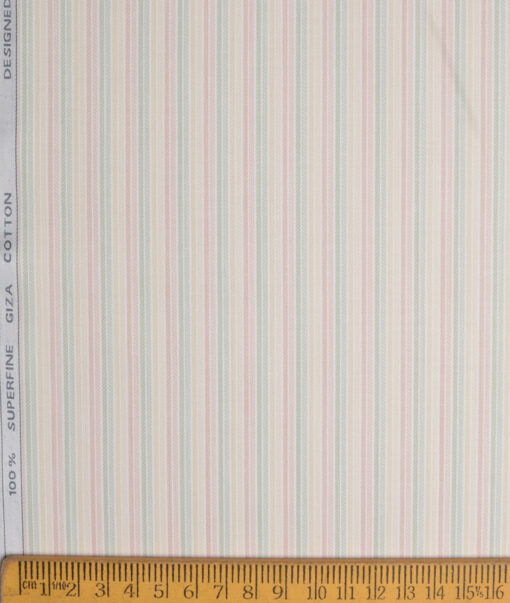 Tessitura Monti 2 Ply 70's Giza Cotton Striped Shirting Fabric (Cream)