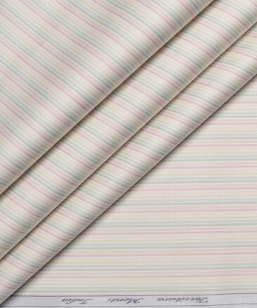 Tessitura Monti 2 Ply 70's Giza Cotton Striped Shirting Fabric (Cream)