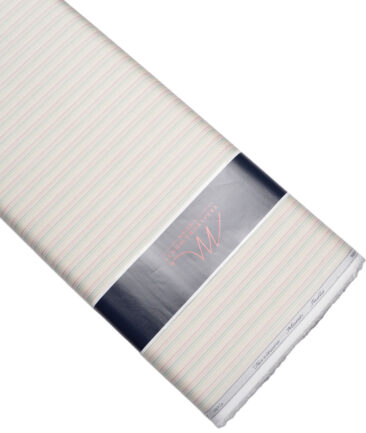 Tessitura Monti 2 Ply 70's Giza Cotton Striped Shirting Fabric (Cream)
